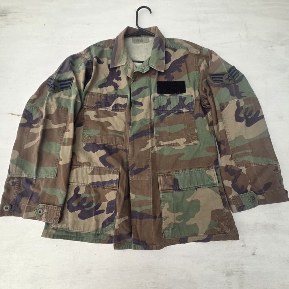 Vintage US Air Force Jacket Mens Small Short Woodland Camo Combat Coat 90s